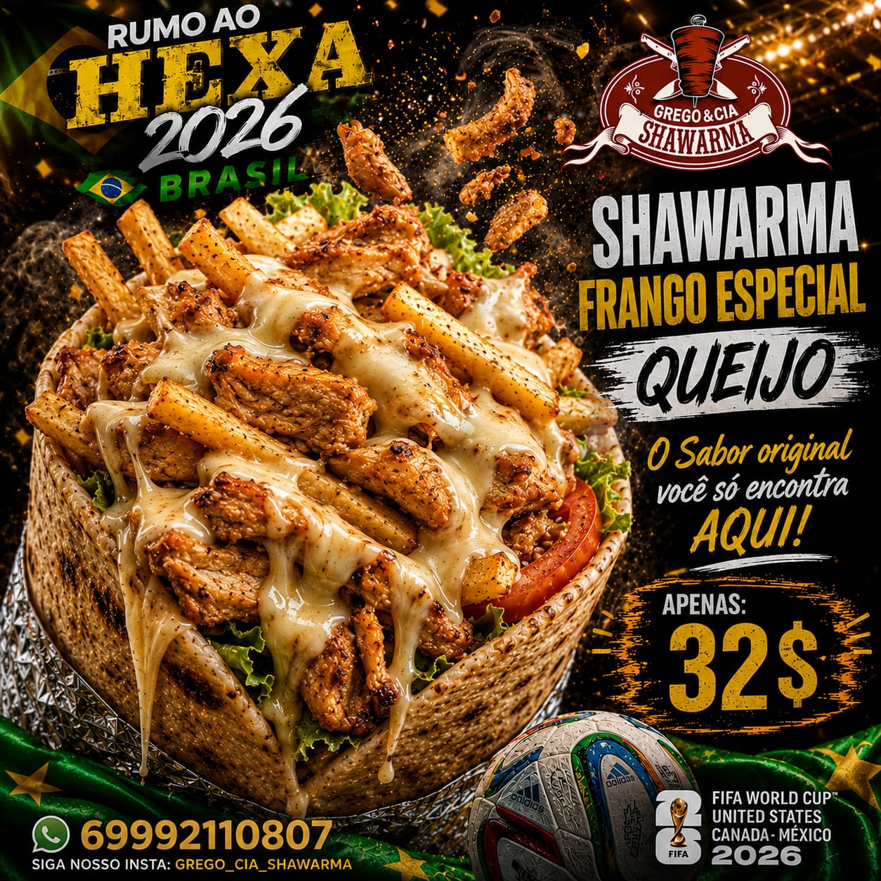 Shawarma Frango c/ Queijo